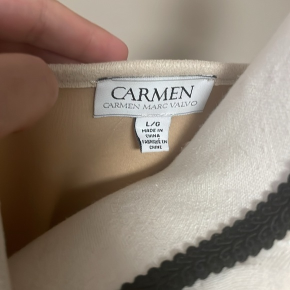 Carmen Marc Valvo beige faux leather shearling duster size Large - Picture 6 of 7